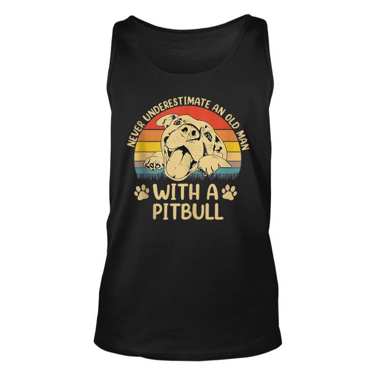 Never Underestimate An Old Man With A Pitbull Pitties Dogs Unisex Tank Top