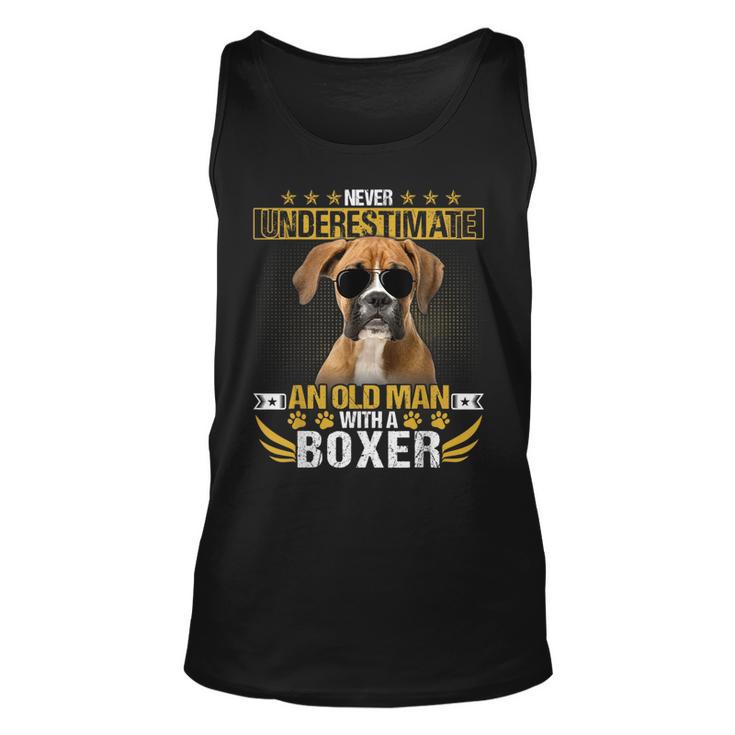 Never Underestimate An Old Man With Picture A Boxer Dog Unisex Tank Top