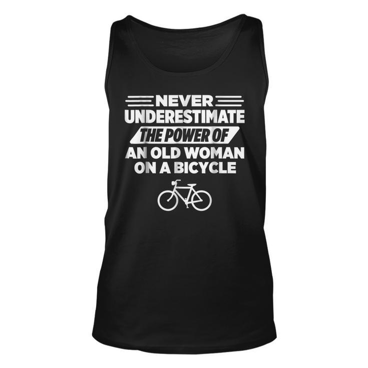 Never Underestimate An Old Woman On A Bicycle Unisex Tank Top
