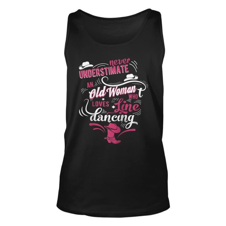 Never Underestimate An Old Woman Who Can Line Dance Lover Unisex Tank Top