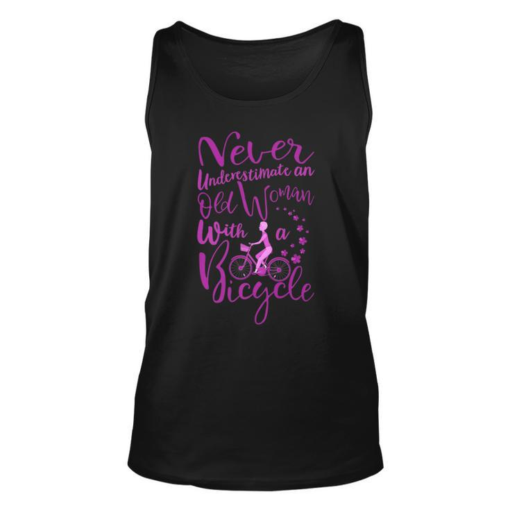 Never Underestimate An Old Woman With A Bicycle Funny Quote Unisex Tank Top