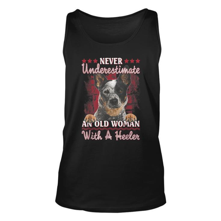 Never Underestimate An Old Woman With A Heeler Unisex Tank Top