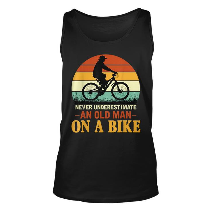 Never Underestimate Funny Quote An Old Man On A Bicycle Retr Unisex Tank Top