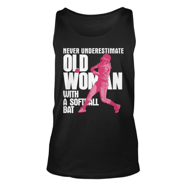Never Underestimate Old Woman With A Softball Bat Unisex Tank Top