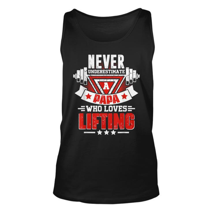 Never Underestimate Papa Gym Workout Fitness Weightlifting Unisex Tank Top