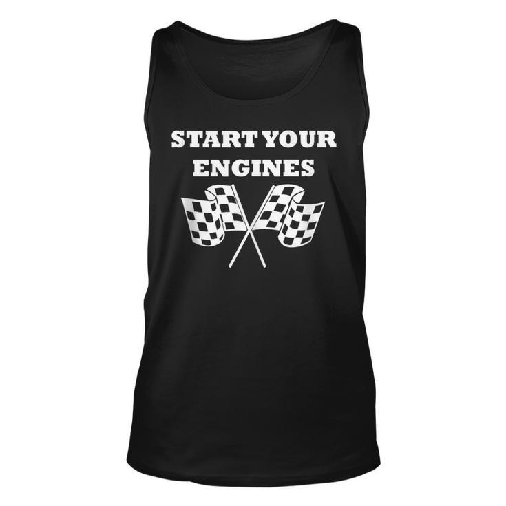New Start Your Engines Car With Flags Unisex Tank Top