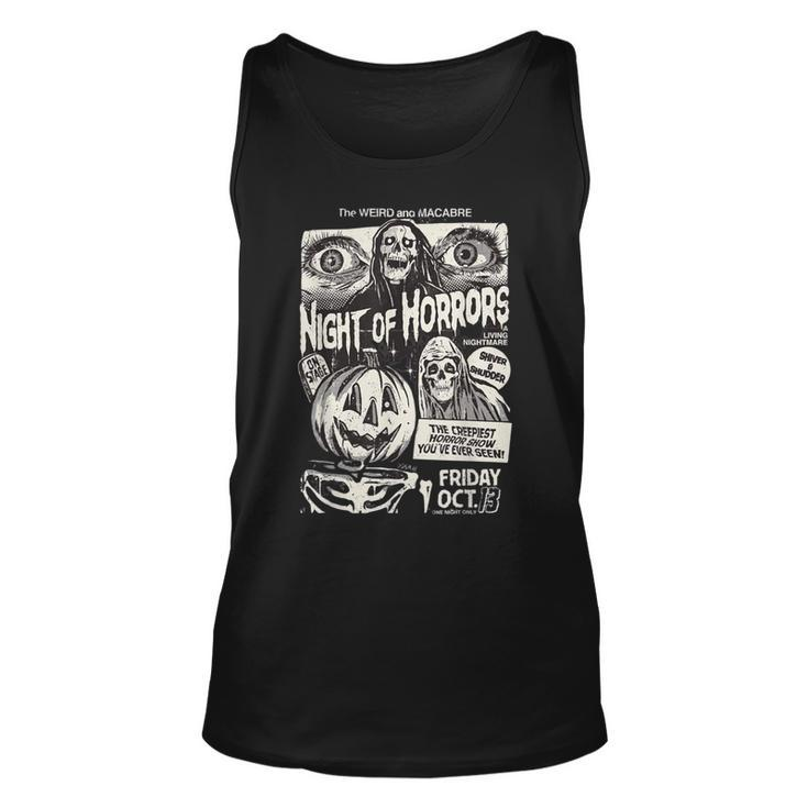 Night Of Horrors Vintage Scary Movie Graphic Tank Top