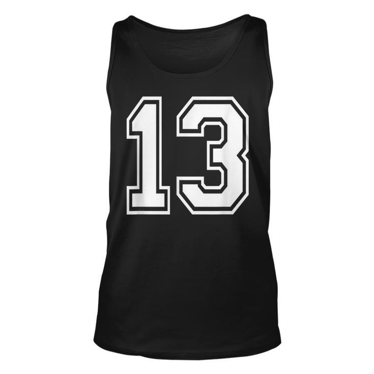 Number 13 Varsity Sports Team Jersey 13Th Birthday 13 Years Tank Top
