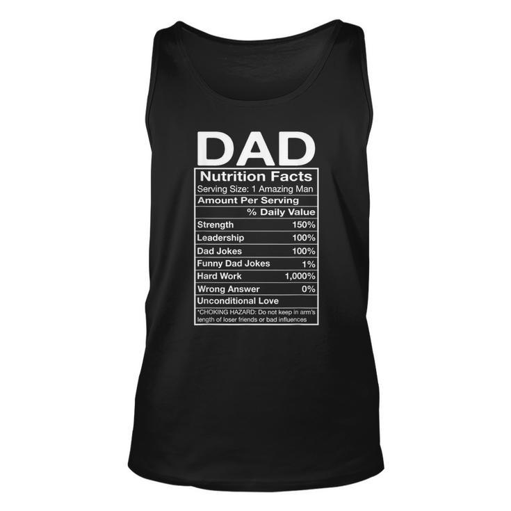 Nutrition Facts Dad Nutritional Facts Funny Fathers Day  Unisex Tank Top