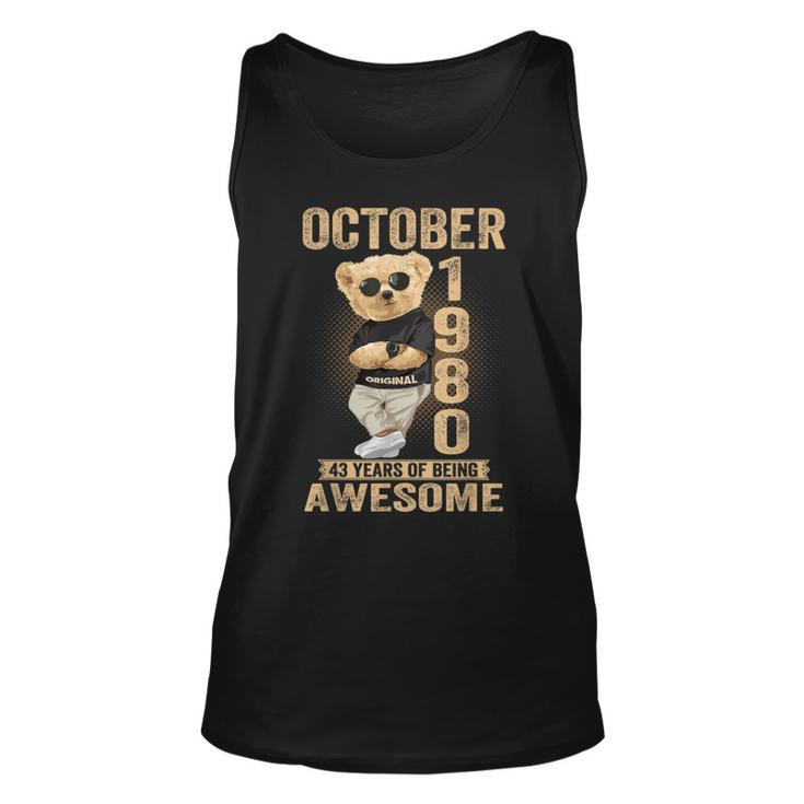 October 1980 43Th Birthday 2023 43 Years Of Being Awesome Tank Top