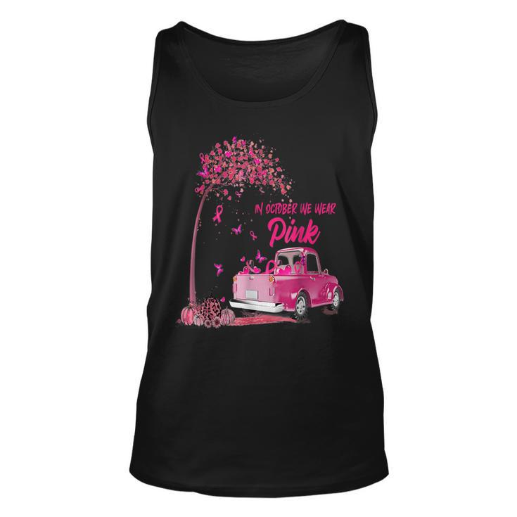 In October We Wear Pink Ribbon Leopard Truck Breast Cancer Tank Top