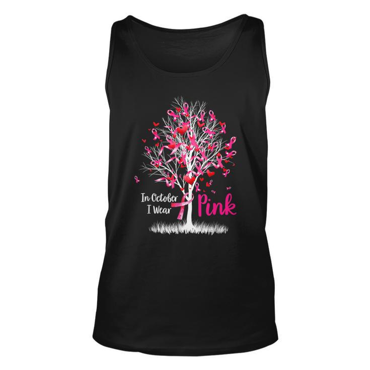In October We Wear Pink Tree Ribbon Breast Cancer Awareness Tank Top