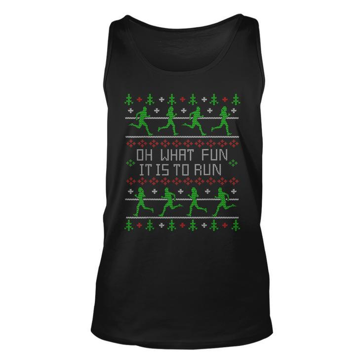 Oh What Fun It Is To Run Ugly Christmas Sweater Party Tank Top
