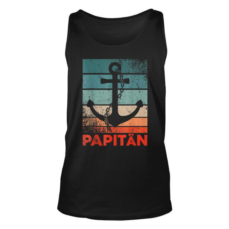 Papitän | Papa And Captain Funny Retro Anchor Fathers Day  Unisex Tank Top