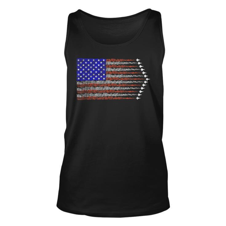 Patriotic 4Th Of July Usa American Flag Fighter Jets Unisex Tank Top