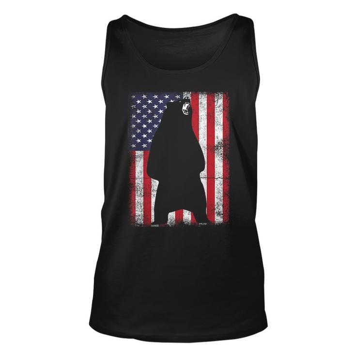 Patriotic Black Bear American Flag Usa 4Th Of July  Unisex Tank Top