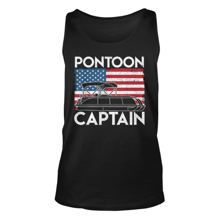 Patriotic Pontoon Captain Us American Flag Boat Owner Tank Top