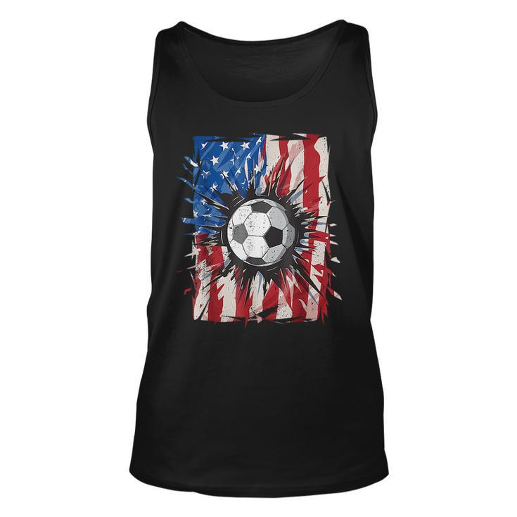 Patriotic Soccer 4Th Of July Men Usa American Flag Boys  Unisex Tank Top