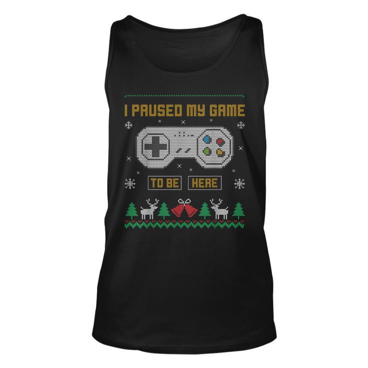 I Paused My Game To Be Here Gaming Ugly Christmas Sweater Tank Top