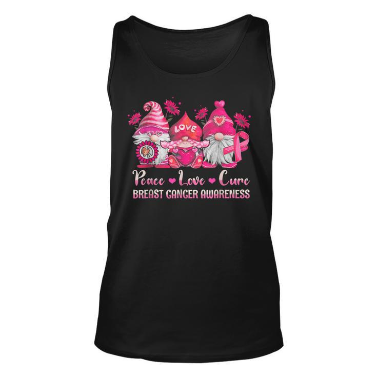 Peace Love Cure Gnomes Pink Ribbon Breast Cancer Awareness Tank Top