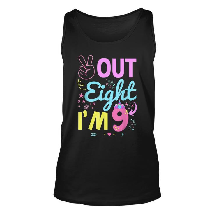Peace Out 8 Im 9 Years Old 9Th Happy Birthday For Boy Girl  Unisex Tank Top