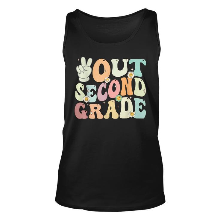 Peace Out Second Grade Retro Groovy Last Day Of School 2023 Tank Top