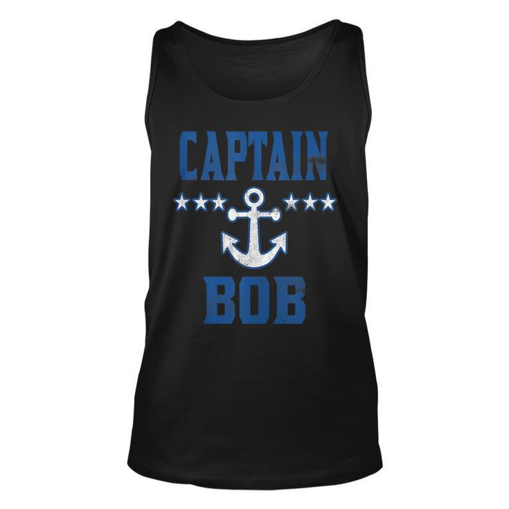 Personalized Boating Vintage Blue Captain Bob Anchor Stars  Unisex Tank Top
