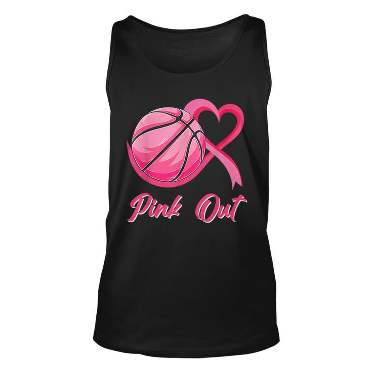 Pink Out Basketball Breast Cancer Awareness Pink Ribbon Tank Top