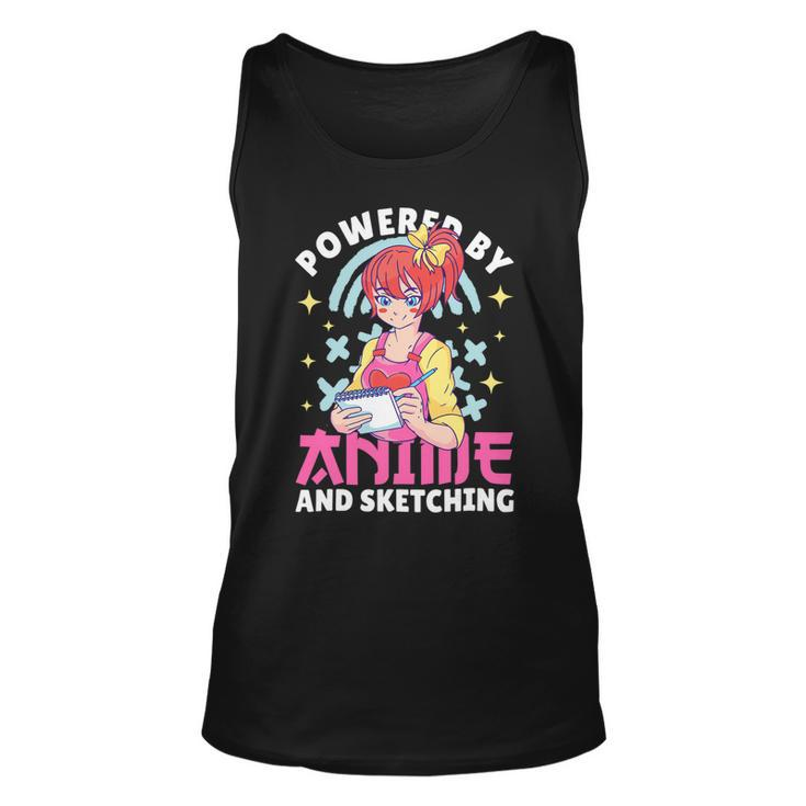 Powered By Anime And Sketching With Anime Unisex Tank Top