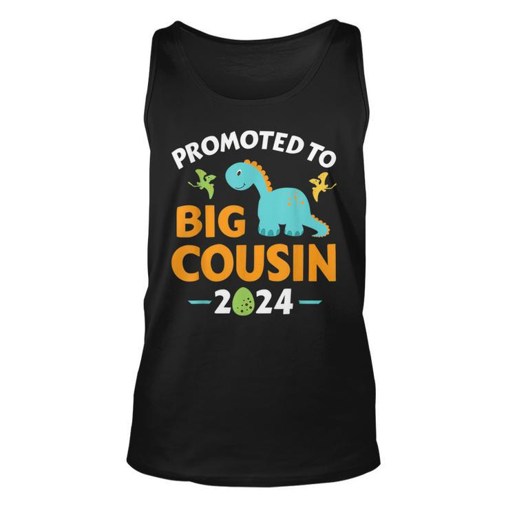 Promoted To Big Cousin 2024 With Dinosaur New Baby Shower  Unisex Tank Top
