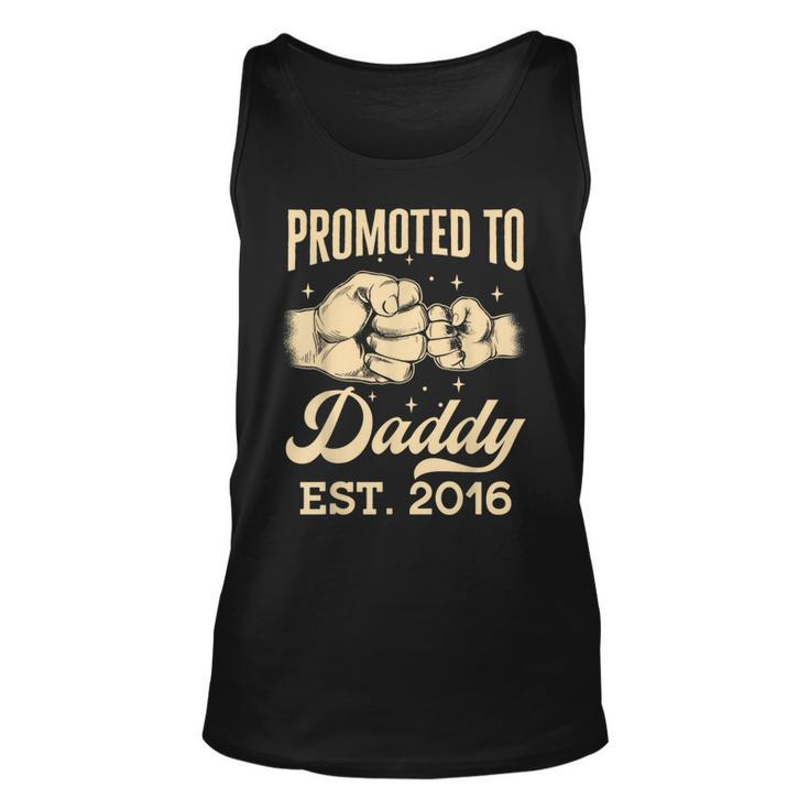 Promoted To Daddy Est 2016 First Time Dad Fathers Day Puns Unisex Tank Top