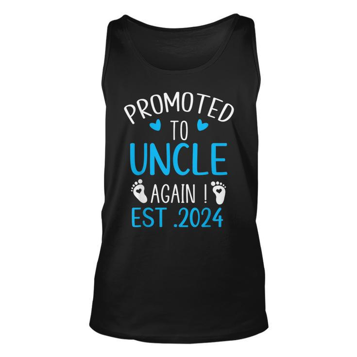 Promoted To Uncle 2024 Again Uncle New Baby Est 2024 For Uncle Tank Top