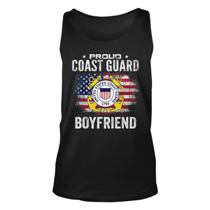Proud Coast Guard Boyfriend With American Flag Veteran Veteran Tank Top