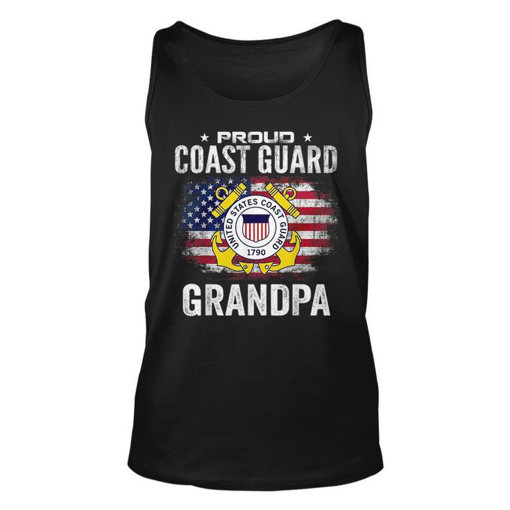 Proud Coast Guard Grandpa With American Flag Veteran Veteran Tank Top