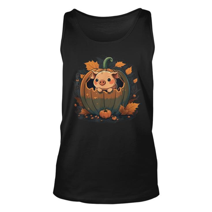 Pumpkin Pig Costume On Pig Halloween Tank Top