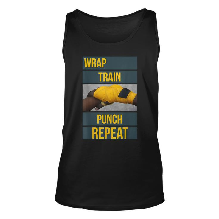 Punchy Graphics Wrap Train Punch Repeat Boxing Kickboxing  Unisex Tank Top