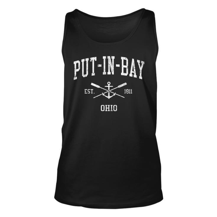 Put-In-Bay Oh Vintage Crossed Oars & Boat Anchor Sports   Unisex Tank Top
