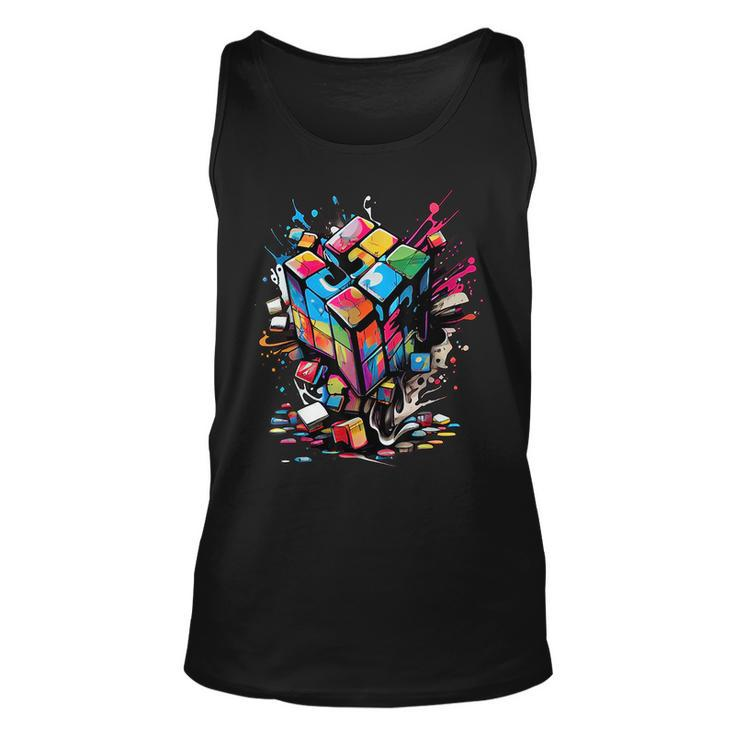 Puzzle Cube Exploding Speed Cubing 80S Youth Vintage Math  Unisex Tank Top