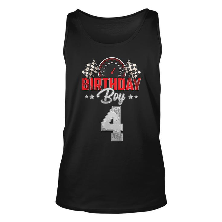 Race Car 4Th Birthday Boy Party Racing 4 Year Old Pit Crew Racing Tank Top