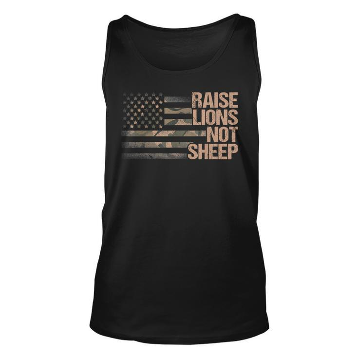 Raise Lions Not Sheep American Patriot Patriotic Lion  Unisex Tank Top