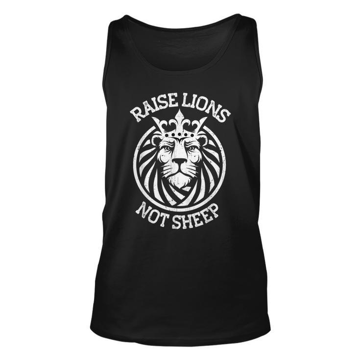 Raise Lions Not Sheep Distressed Statement Of King Tank Top