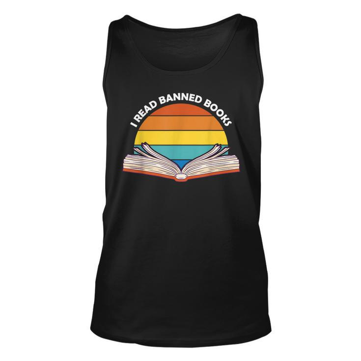 I Read Banned Books Reading Teach Literature Lovers Retro Reading  Tank Top