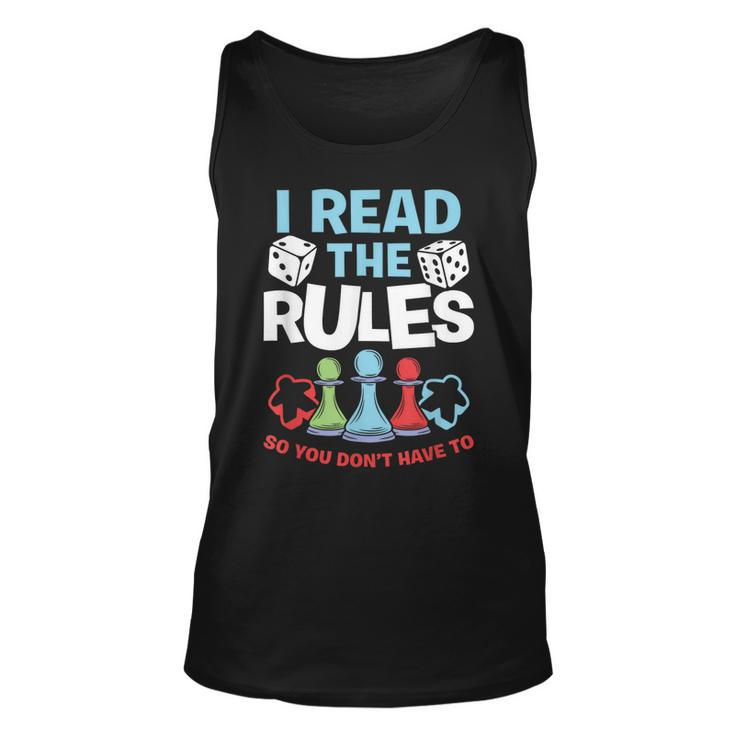 I Read The Rules Board Dice Chess Board Gaming Board Gamers Tank Top