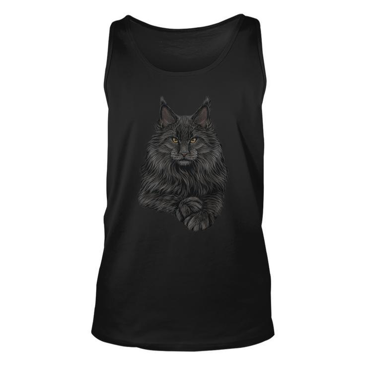 Realistic Cute Maine Coon Cat Sitting For Lovers Animals  Unisex Tank Top