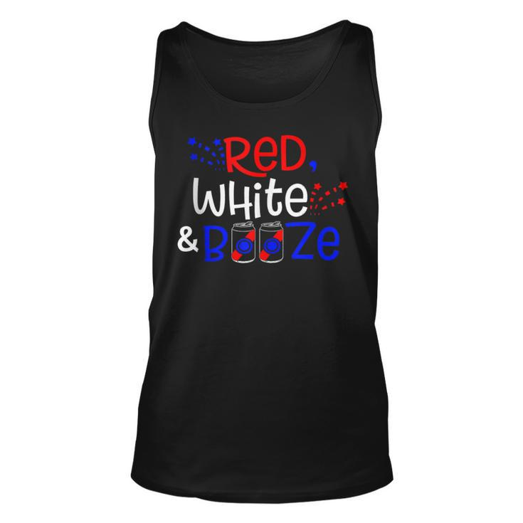 Red White And Booze  Funny Adult 4Th Of July Unisex Tank Top
