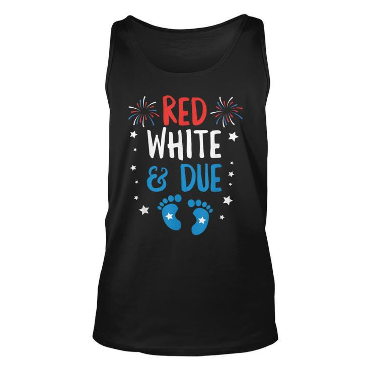 Red White And Due Baby Reveal Pregnancy Announcet Unisex Tank Top