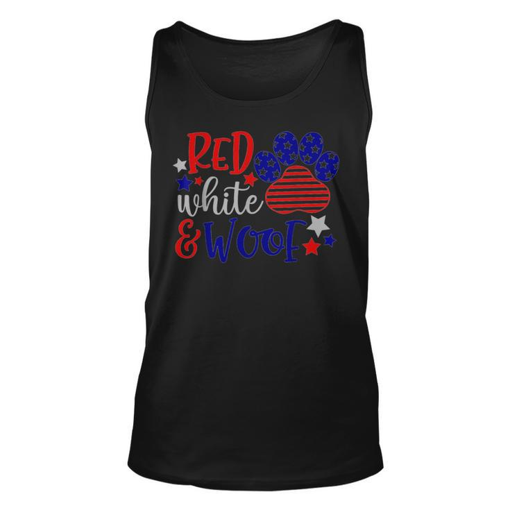 Red White And Woof Patriotic Dog Lover Usa Flag 4Th Of July Tank Top
