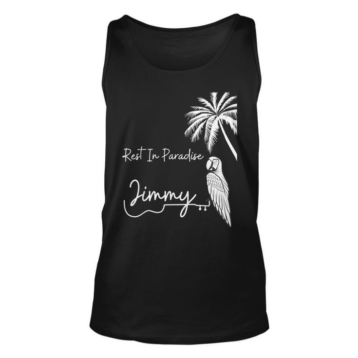 Rest In Paradise Jimmy Parrot Heads Guitar Music Lovers Tank Top