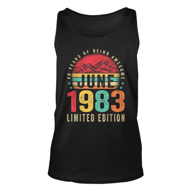 Retro 40Th Birthday Gifts Vintage Awesome Since June 1983  Unisex Tank Top