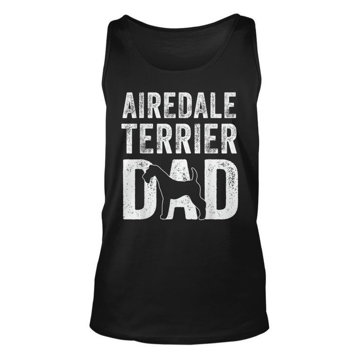 Retro Airedale Terrier Dad Papa Fathers Day Dog Silhouette  Unisex Tank Top